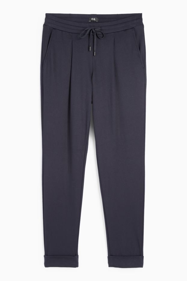 Damen - Jersey-Hose - Mid Waist - Tapered Fit  - dunkelblau
