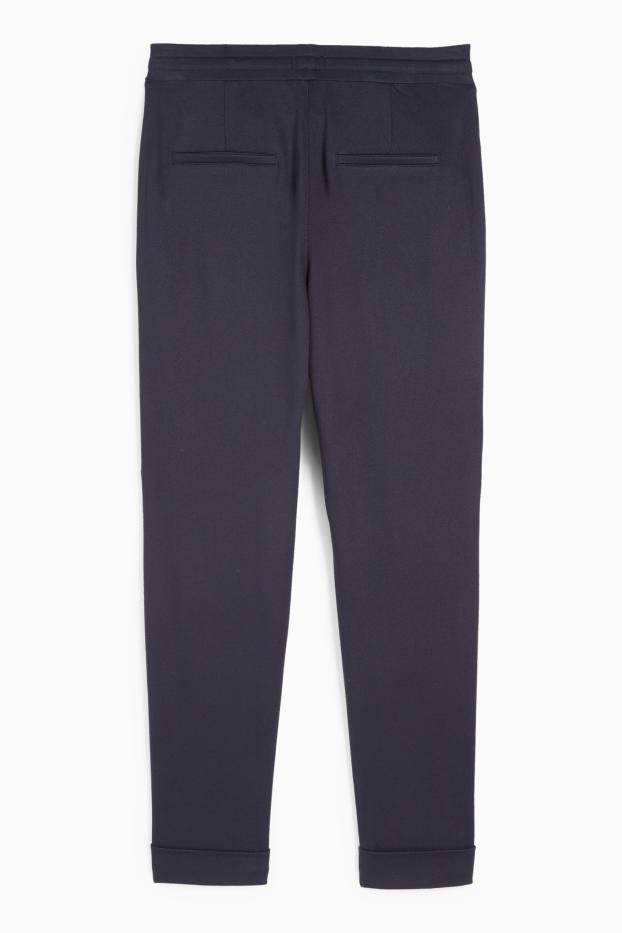 Damen - Jersey-Hose - Mid Waist - Tapered Fit  - dunkelblau