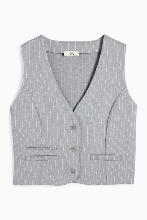 Femmes - Gilet - à rayures - gris