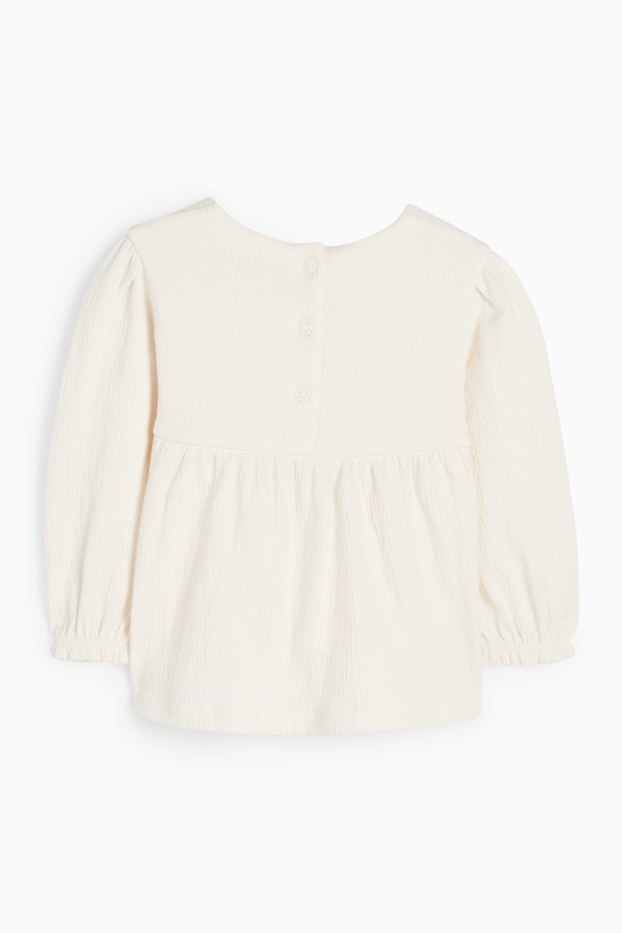 Baby Mädchen - Blümchen - Baby-Langarmshirt - cremeweiß
