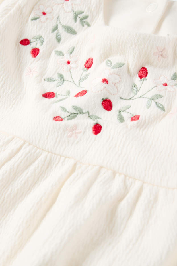 Baby Mädchen - Blümchen - Baby-Langarmshirt - cremeweiß