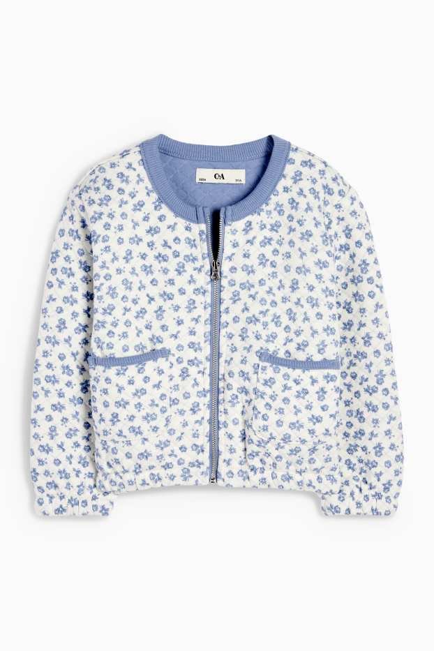 Enfants filles - Fleurs - doudoune - bleu