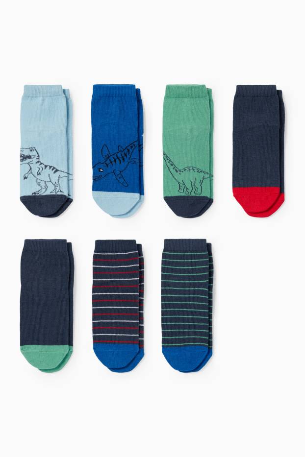 Kinder Buben - Multipack 7er - Dino - Socken mit Motiv - dunkelblau