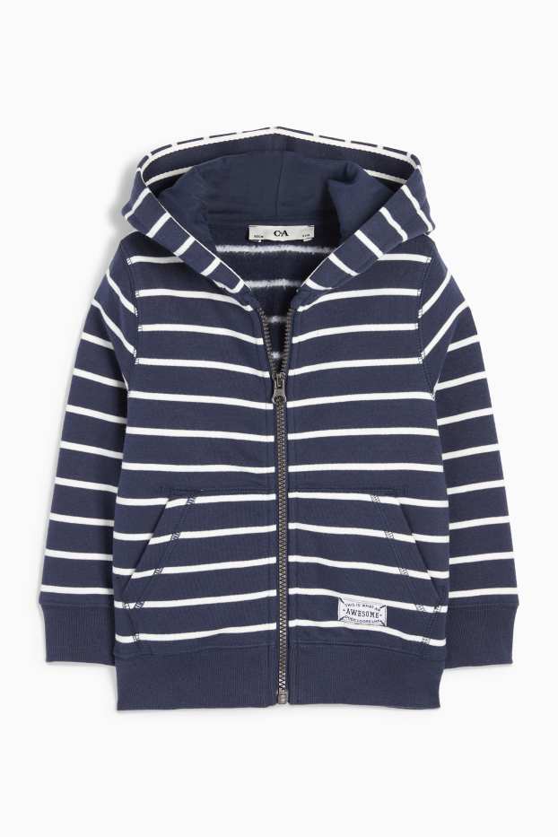 Enfants garçons - Sweat zippé à capuche - à rayures - bleu foncé