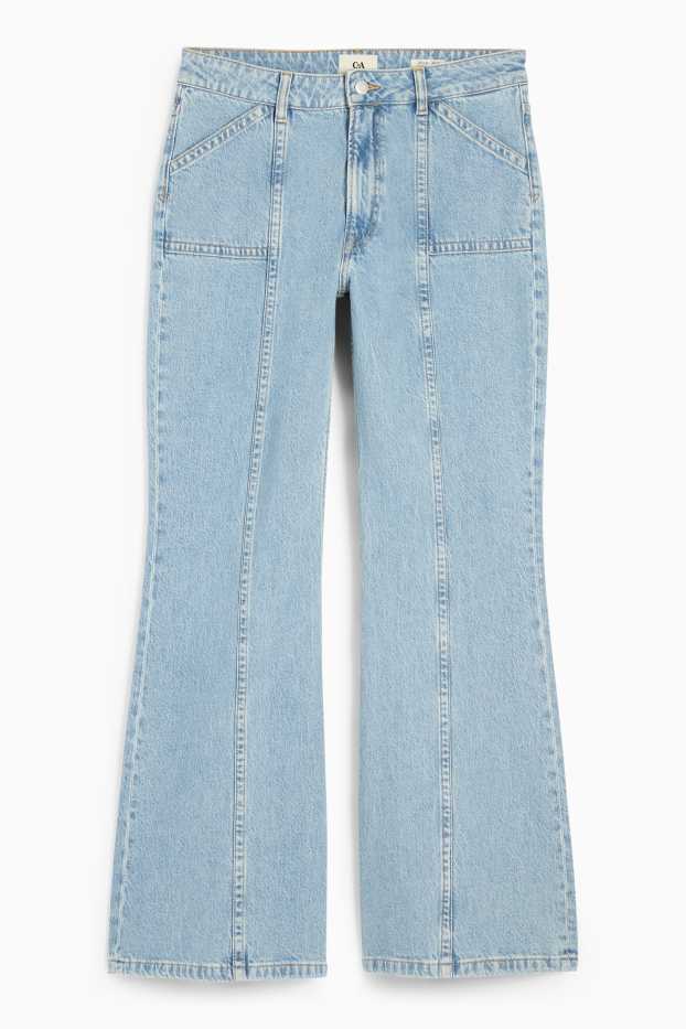 Damen - Wide Flared Jeans - Mid Waist - helljeansblau