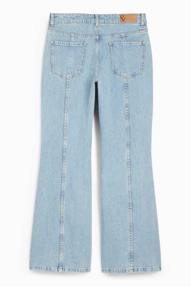 Damen - Wide Flared Jeans - Mid Waist - helljeansblau