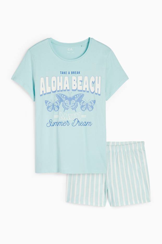 Children Girls - Hawaii - short pyjamas - 2 piece - light turquoise