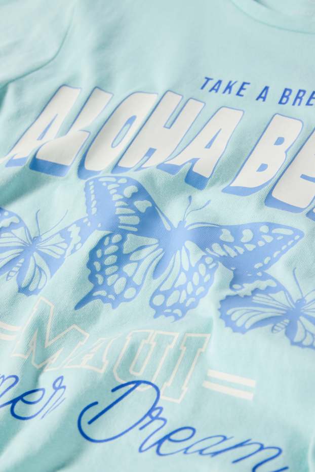 Children Girls - Hawaii - short pyjamas - 2 piece - light turquoise