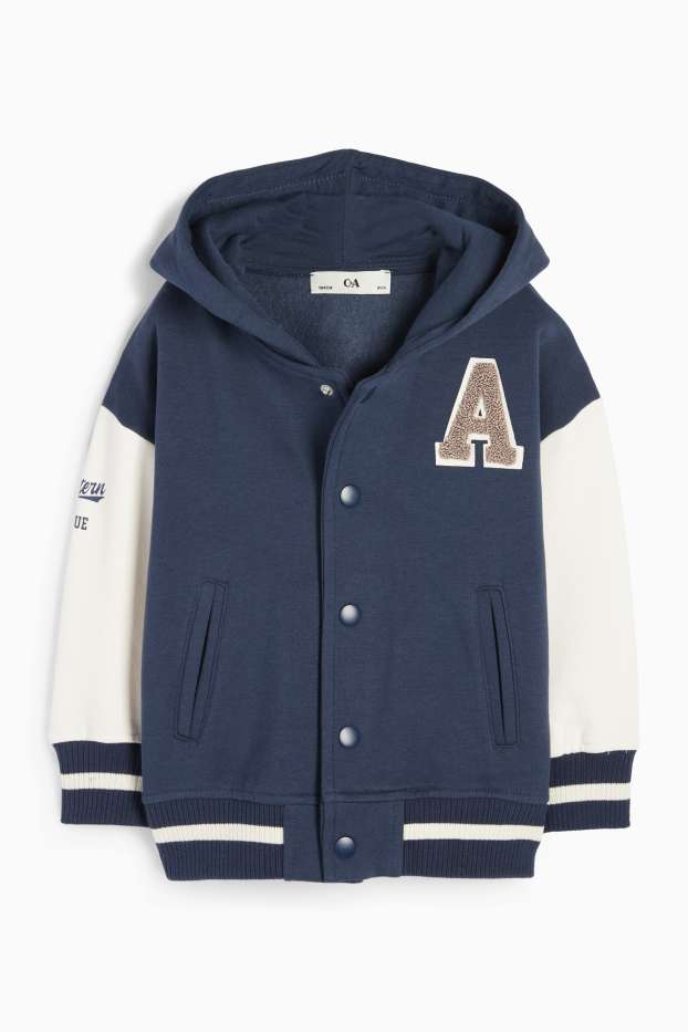 Enfants garçons - Veste style universitaire dotée d’une capuche - bleu foncé