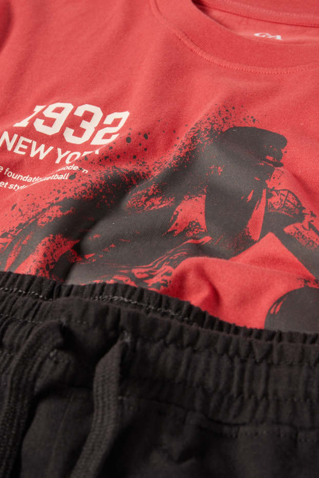 Bambini - Set - t-shirt e shorts - 2 pezzi - basket - rosso