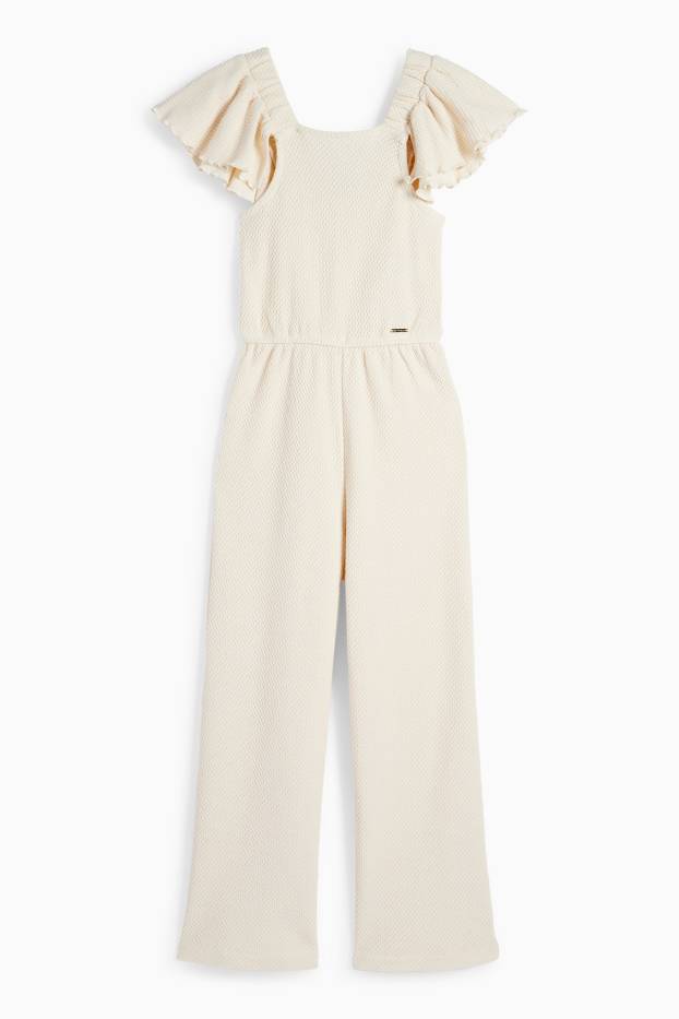 Kinder Mädchen - Jumpsuit - strukturiert - beige