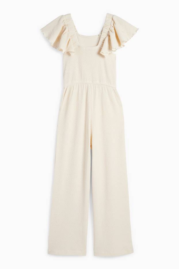 Kinder Mädchen - Jumpsuit - strukturiert - beige