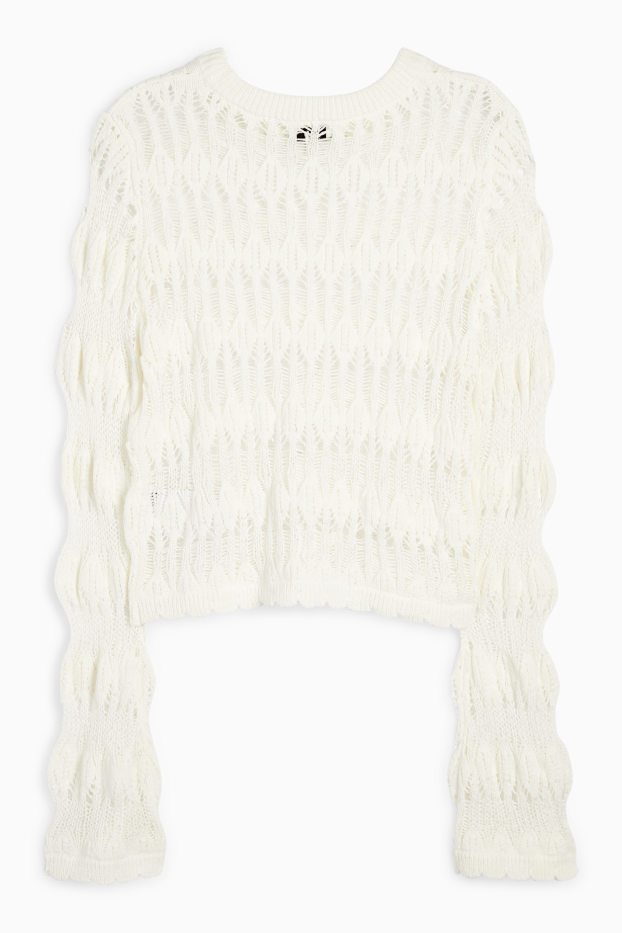Damen - Crop Pullover - cremeweiß
