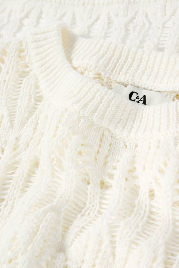 Damen - Crop Pullover - cremeweiß