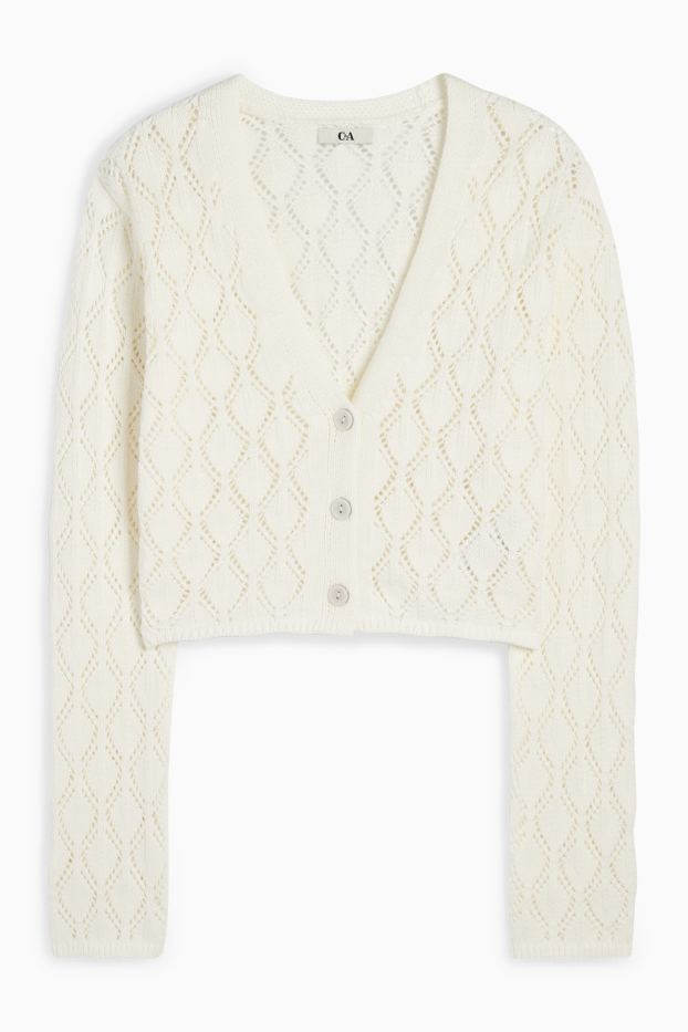 Femmes - Gilet court en maille - blanc crème