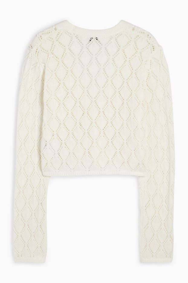 Femmes - Gilet court en maille - blanc crème