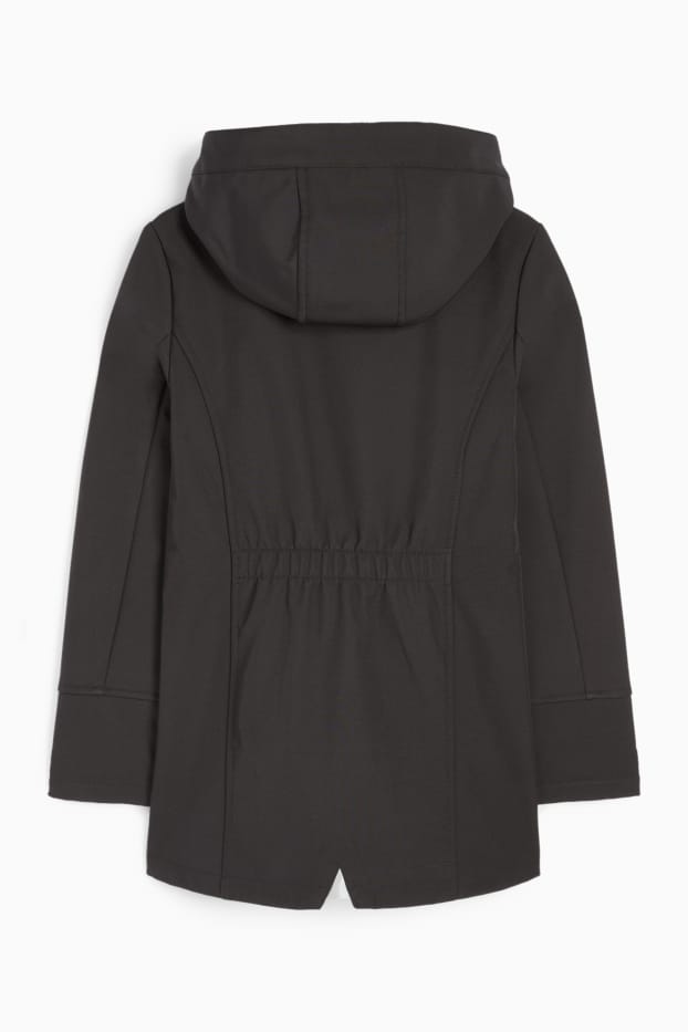 Children Girls - Softshell jacket with hood - water-repellent - black