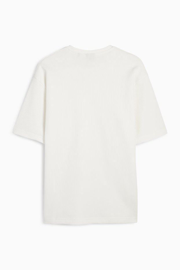 Bărbați - Tricou - relaxed fit - reiat - alb-crem