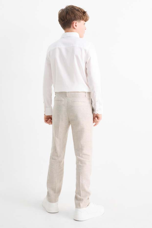 Kinder Jungen - Baukasten-Hose - Leinen-Mix - hellbeige