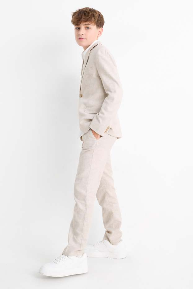Kinder Jungen - Baukasten-Hose - Leinen-Mix - hellbeige