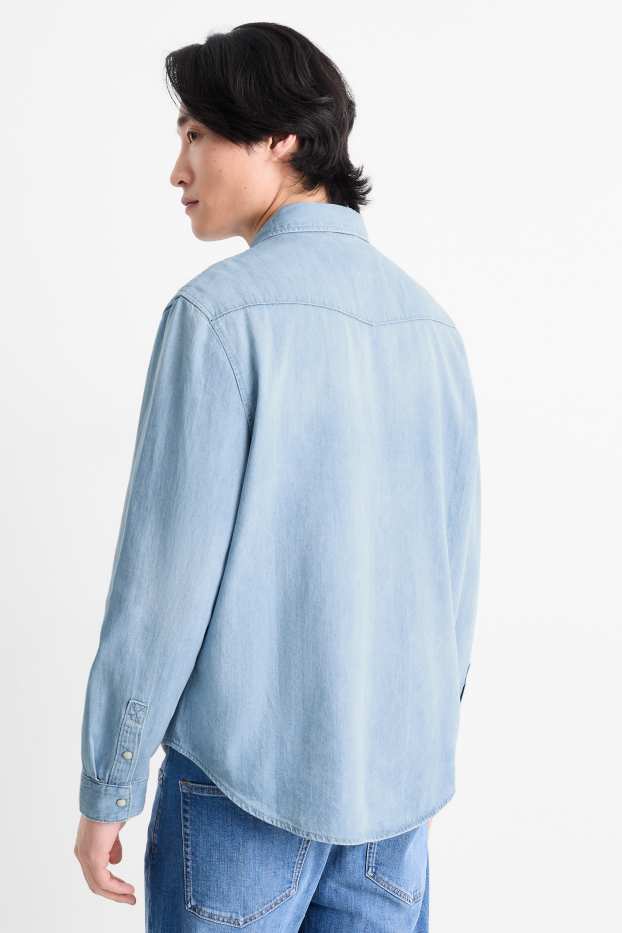Hommes - Chemise en jean - regular fit - col kent - jean bleu clair