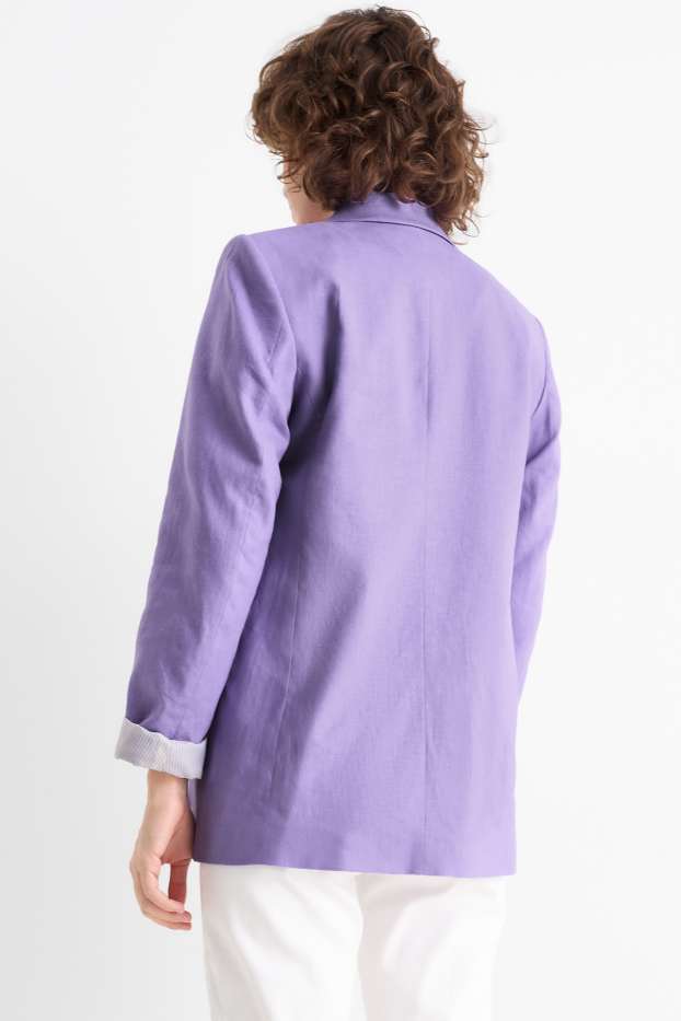 Donna - Blazer lungo - relaxed fit - misto lino - viola chiaro