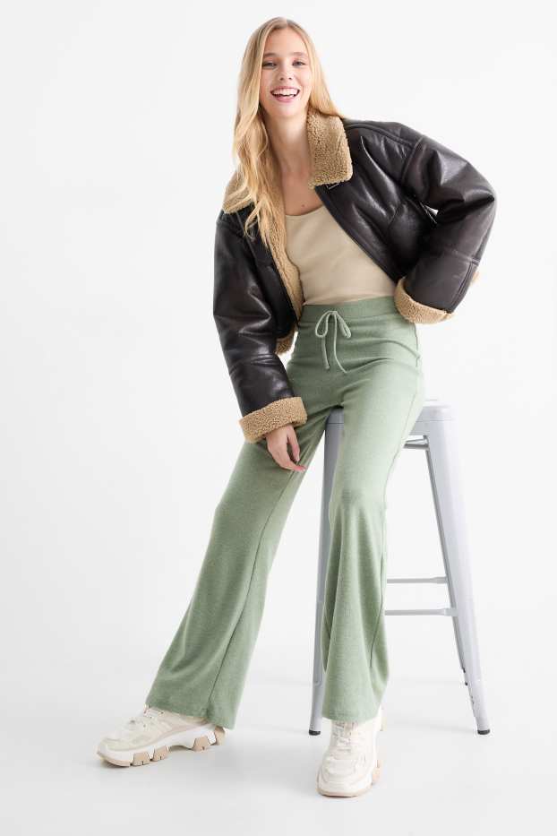 Damen - Flared Leggings - grün