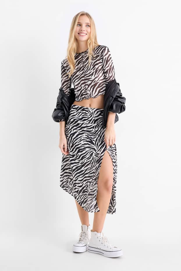 Dona - Faldilla - estampada - negre/blanc
