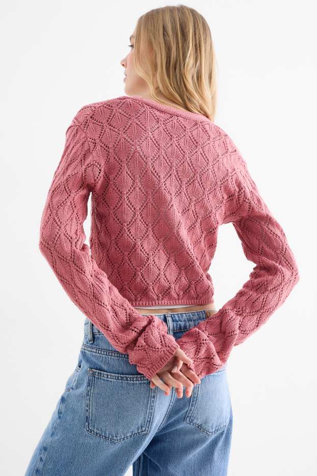 Dona - Jaqueta crop de punt - rosa fosc