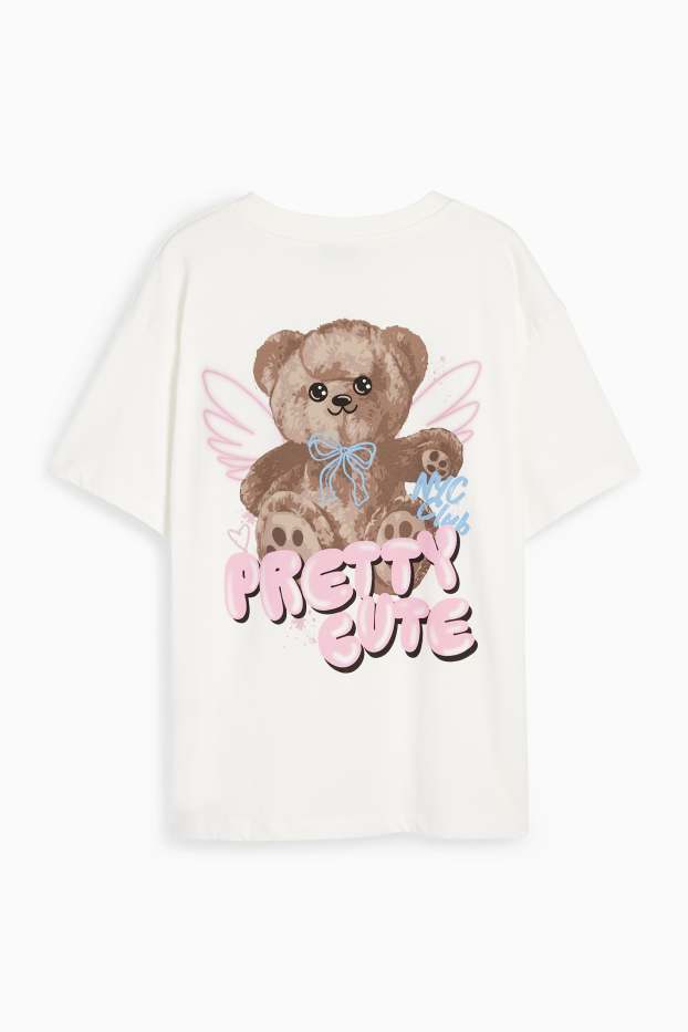 Kinder Mädchen - Bär - Kurzarmshirt - weiss
