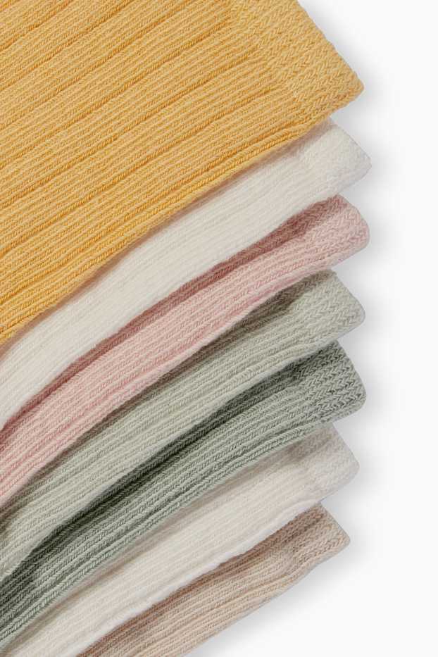 Neonate - Confezione da 7 - calze per neonati - verde / beige