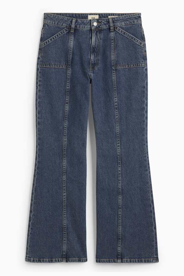 Dámské - Wide flared jeans - mid waist - džíny - modré