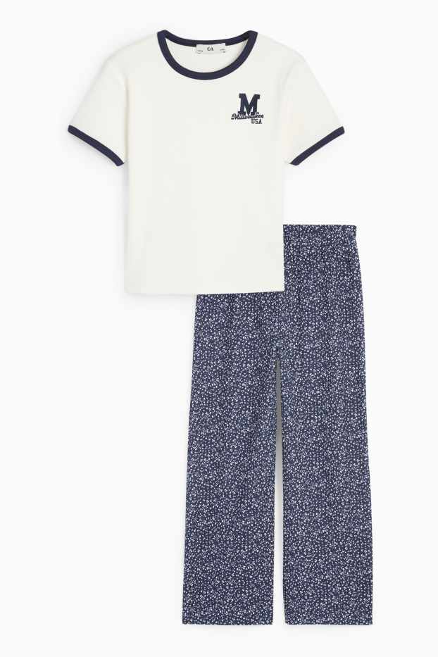 Copii - Fete - Set - Milwaukee - tricou cu mânecă scurtă și pantaloni de stofă - 2 piese - albastru închis