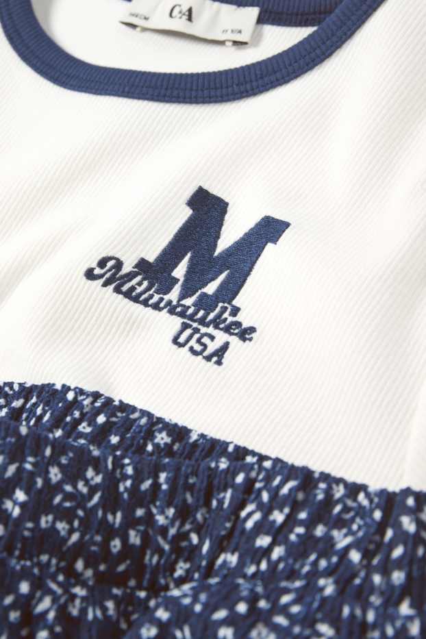 Copii - Fete - Set - Milwaukee - tricou cu mânecă scurtă și pantaloni de stofă - 2 piese - albastru închis