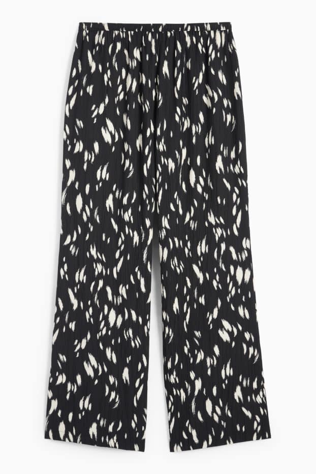 Femmes - Pantalon de toile - high waist - wide leg - à motif - noir