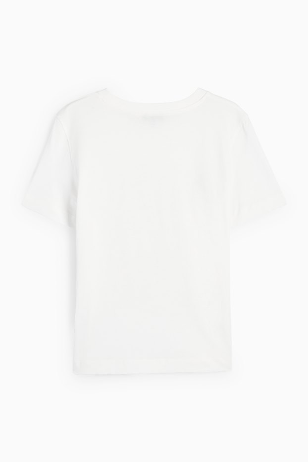 Damen - T-Shirt - Glanz-Effekt - Leo-Print - cremeweiss