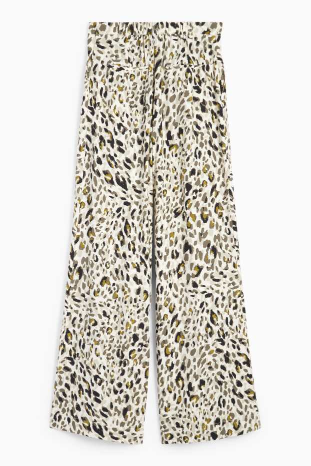 Femmes - Pantalon de toile - high waist - jambes larges - imprimé léopard - beige clair