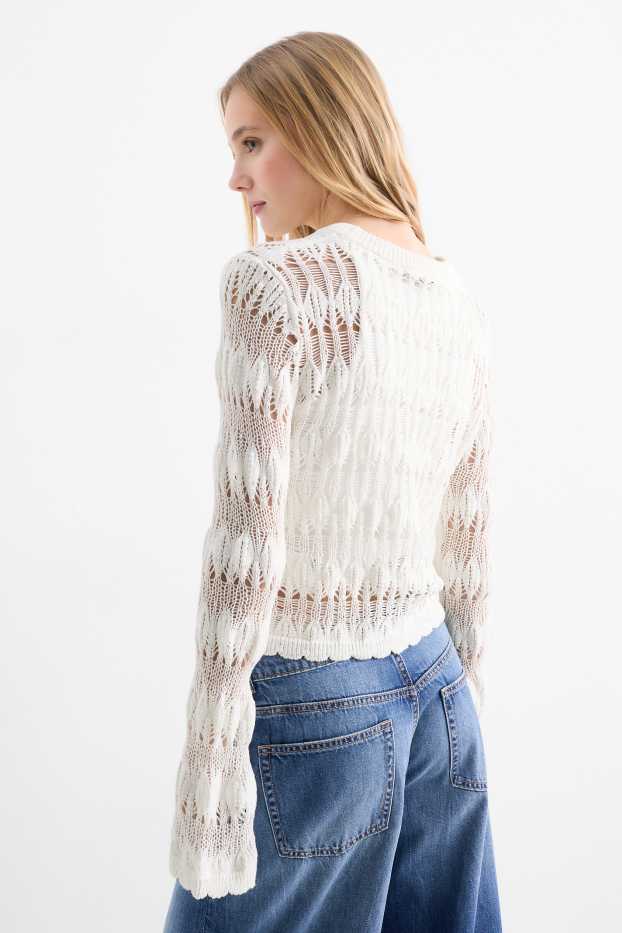 Damen - Crop Pullover - cremeweiß