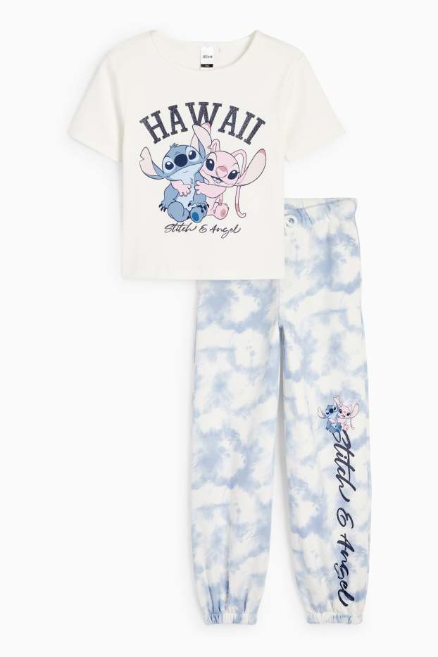 Kinder Mädchen - Lilo & Stitch - Set - Kurzarmshirt und Jogginghose - cremeweiss