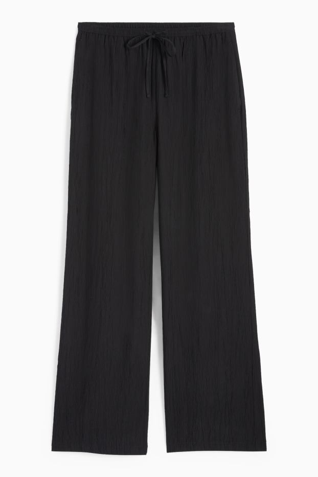 Donna - Pantaloni - vita media - gamba ampia - nero