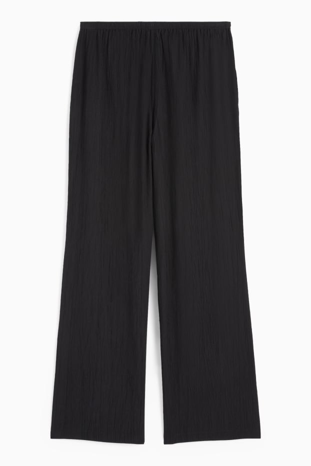 Donna - Pantaloni - vita media - gamba ampia - nero