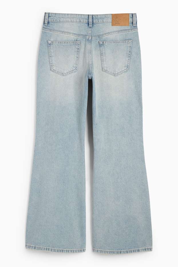 Damen - Loose Flared Jeans - Mid Waist - helljeansblau
