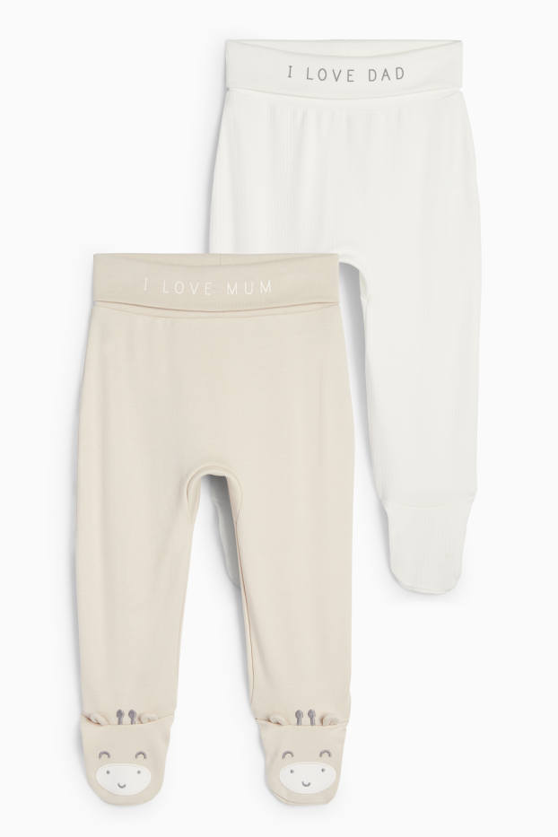 Unisexe - Lot de 2 - girafes - pantalons de pyjama bébé - beige