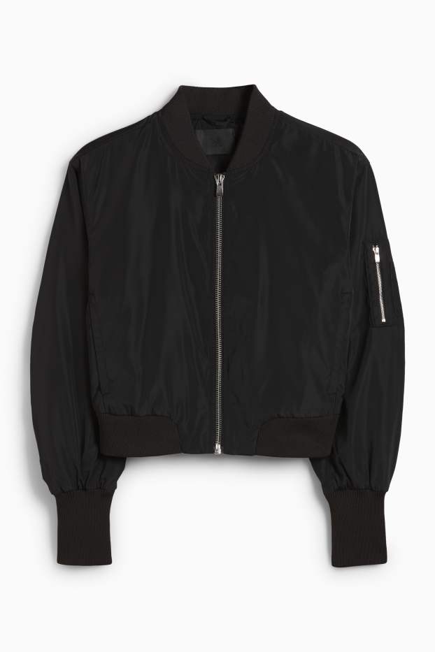 Damen - Crop Bomberjacke - schwarz
