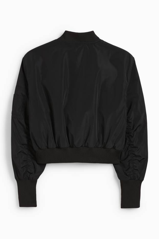 Damen - Crop Bomberjacke - schwarz