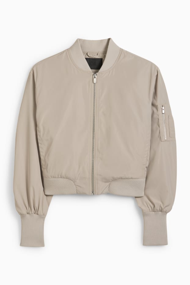 Dona - Jaqueta bomber crop - beix clar