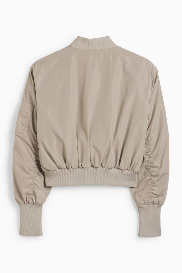 Dona - Jaqueta bomber crop - beix clar