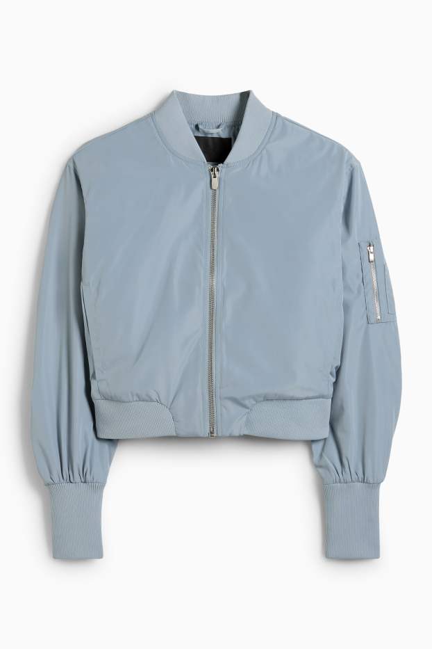 Damen - Crop Bomberjacke - hellblau