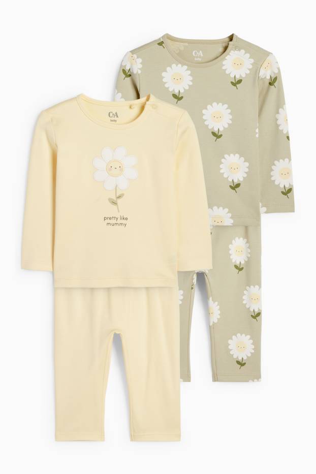 Neonate - Confezione da 2 - margherita - pigiama per neonate - 4 pezzi - giallo chiaro