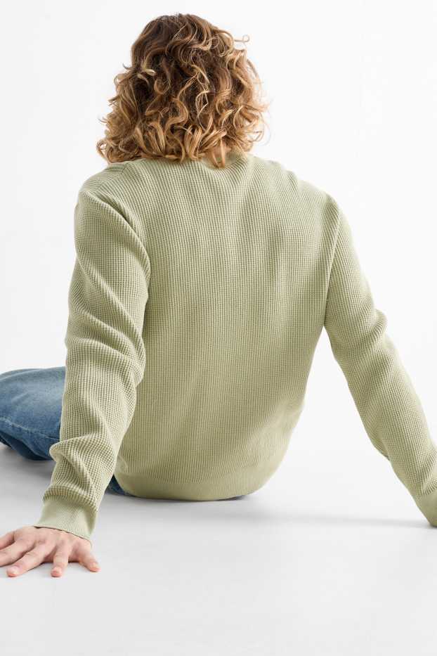 Hommes - Pull - texturé - vert clair